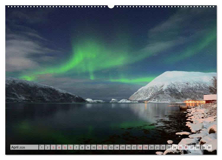 Produktbild: Aurora Borealis: Polarlichter in Norwegen (hochwertiger Premium Wandkalender 2026 DIN A2 quer), Kunstdruck in Hochglanz