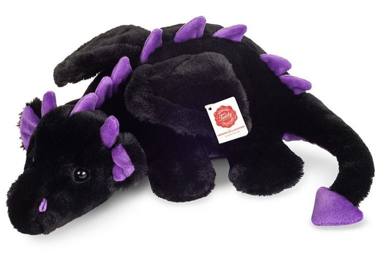 Produktbild: Teddy Hermann 94005 - Drache Logan liegend, schwarz-lila, Pl&uuml;sch, 32 cm