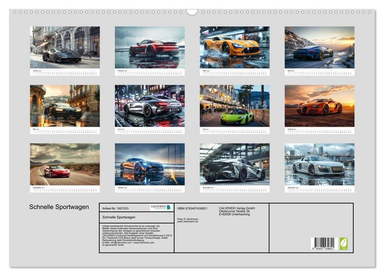 Produktbild: Schnelle Sportwagen (Wandkalender 2026 DIN A2 quer), CALVENDO Monatskalender