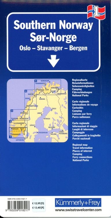 Produktbild: Regional-Strassenkarte 1 S&uuml;d-Norwegen 1:335.000