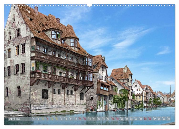 Produktbild: N&uuml;rnberg zur Kaiserzeit in Farbe - Fotos neu restauriert und koloriert (hochwertiger Premium Wandkalender 2026 DIN A2 quer), Kunstdruck in Hochglanz
