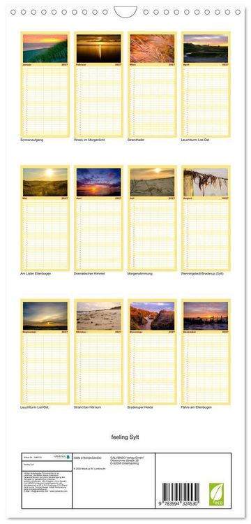 Produktbild: Familienplaner 2027 - feeling Sylt mit 5 Spalten (Wandkalender, 21 x 45 cm) CALVENDO