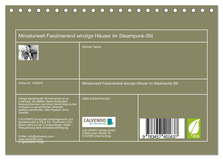 Produktbild: Miniaturwelt Faszinierend winzige H&auml;user im Steampunk-Stil (Tischkalender 2026 DIN A5 quer), CALVENDO Monatskalender