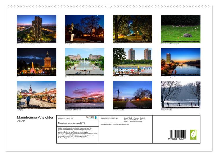 Produktbild: Mannheimer Ansichten 2026 (hochwertiger Premium Wandkalender 2026 DIN A2 quer), Kunstdruck in Hochglanz