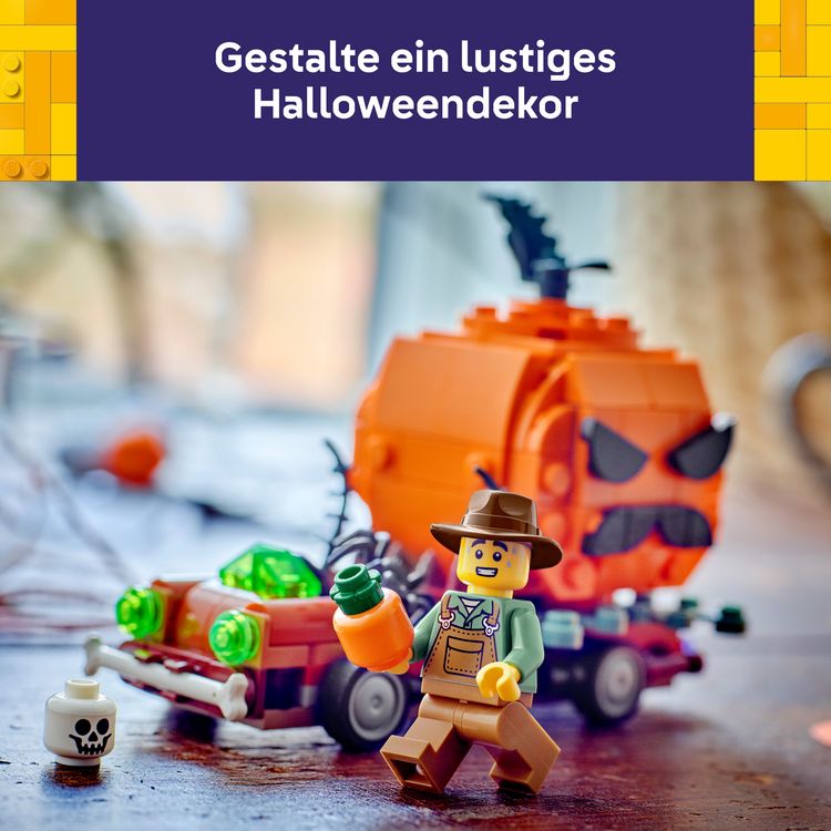 Produktbild: LEGO Pickup mit Halloweenk&uuml;rbis Modellbau - Deko zum Tag der Toten 40822