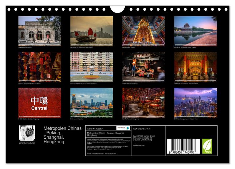 Produktbild: Metropolen Chinas - Peking, Shanghai, Hongkong (Wandkalender 2026 DIN A4 quer), CALVENDO Monatskalender