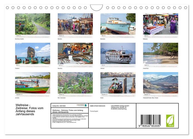 Produktbild: Weltreise - Zeitreise: Fotos vom Anfang dieses Jahrtausends (Wandkalender 2026 DIN A4 quer), CALVENDO Monatskalender