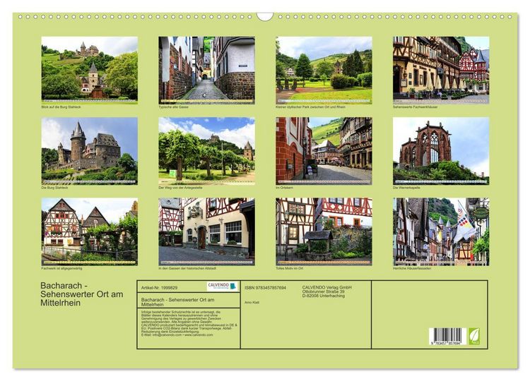 Produktbild: Bacharach - Sehenswerter Ort am Mittelrhein (Wandkalender 2026 DIN A2 quer), CALVENDO Monatskalender