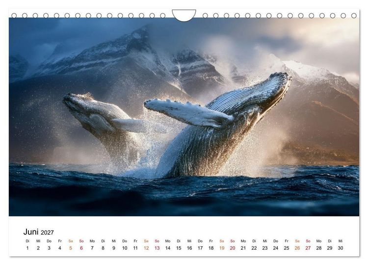 Produktbild: Wale - ein Jahr voller Meer (Wandkalender 2027 DIN A4 quer), CALVENDO Monatskalender
