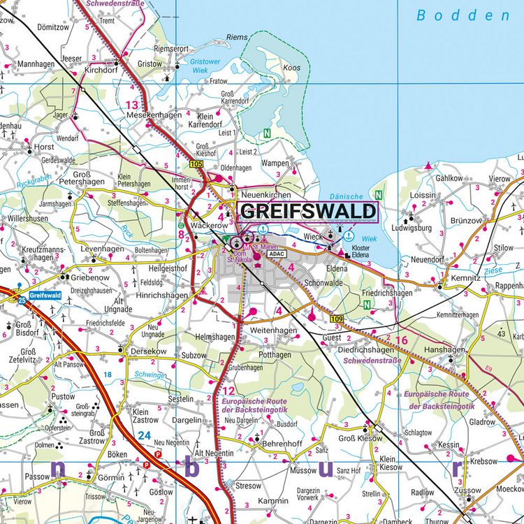 Produktbild: freytag & berndt Stra&szlig;enkarte R&uuml;gen - Mecklenburg-Vorpommern 1:150.000