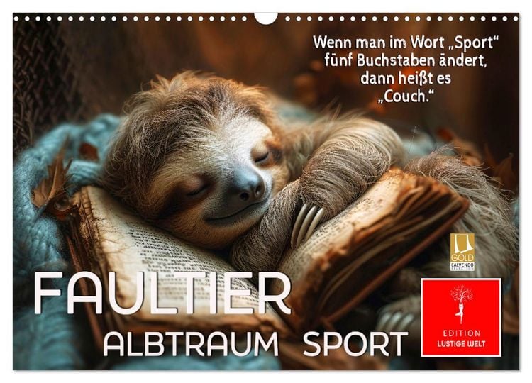 Produktbild: Faultier - Albtraum Sport (Wandkalender 2026 DIN A3 quer), CALVENDO Monatskalender