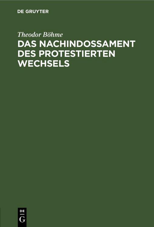 Produktbild: Das Nachindossament des protestierten Wechsels