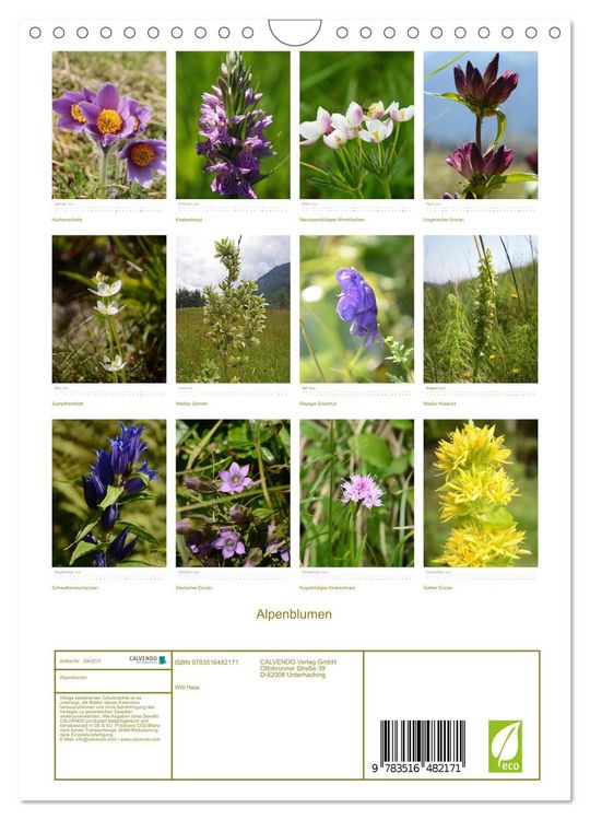 Produktbild: Alpenblumen (Wandkalender 2026 DIN A4 hoch), CALVENDO Monatskalender