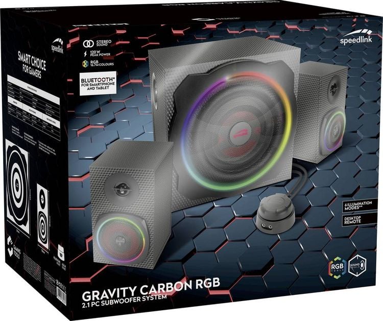 Produktbild: SPEEDLINK GRAVITY CARBON RGB 2.1 Subwoofer System, black