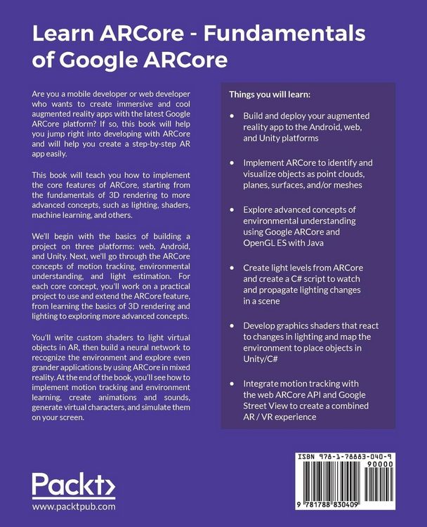 Produktbild: Learn ARCore - Fundamentals of Google ARCore
