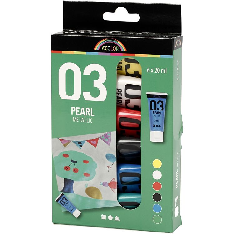 Produktbild: Creativ Company Acrylfarbe Metallic, Metallic, Standard-Farben, 6x20 ml