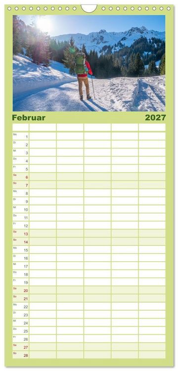 Produktbild: Familienplaner 2027 - Naturwunder Berge mit 5 Spalten (Wandkalender, 21 x 45 cm) CALVENDO