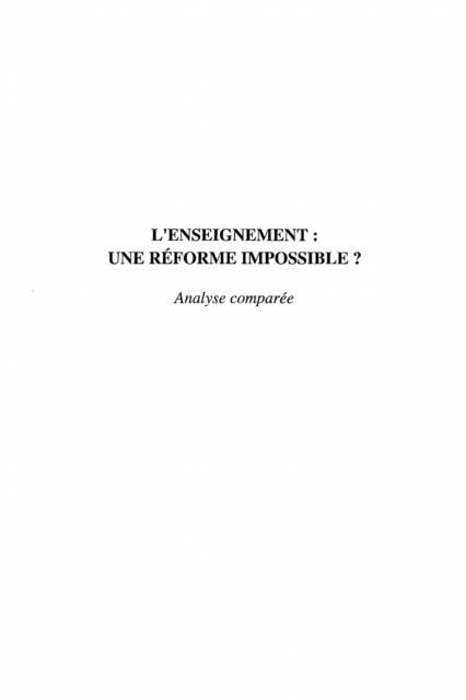 Produktbild: L'enseignement : Une Reforme Impossible ?
