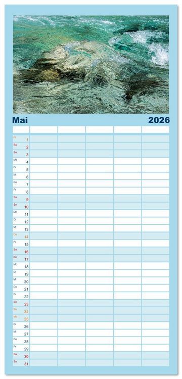Produktbild: Familienplaner 2026 - Wasserzauber mit 5 Spalten (Wandkalender, 21 x 45 cm) CALVENDO