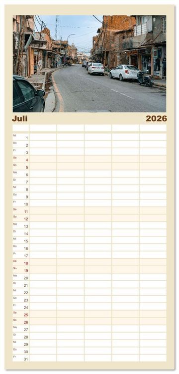 Produktbild: Familienplaner 2026 - Irak - Zwischen Stolz und Ver&auml;nderung mit 5 Spalten (Wandkalender, 21 x 45 cm) CALVENDO