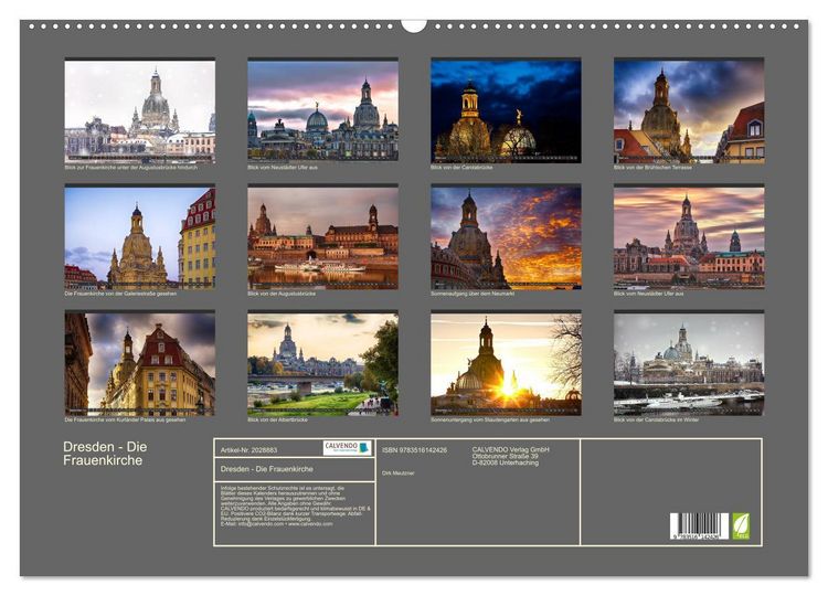 Produktbild: Dresden - Die Frauenkirche (Wandkalender 2026 DIN A2 quer), CALVENDO Monatskalender
