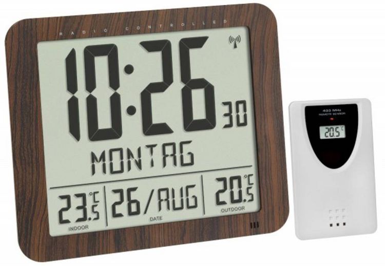 Produktbild: TFA Dostmann 60.4518.08 Funk Wanduhr 24.8mm x 2.5mm x 20.6mm Holz