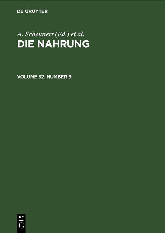 Produktbild: Die Nahrung. Volume 32, Number 9