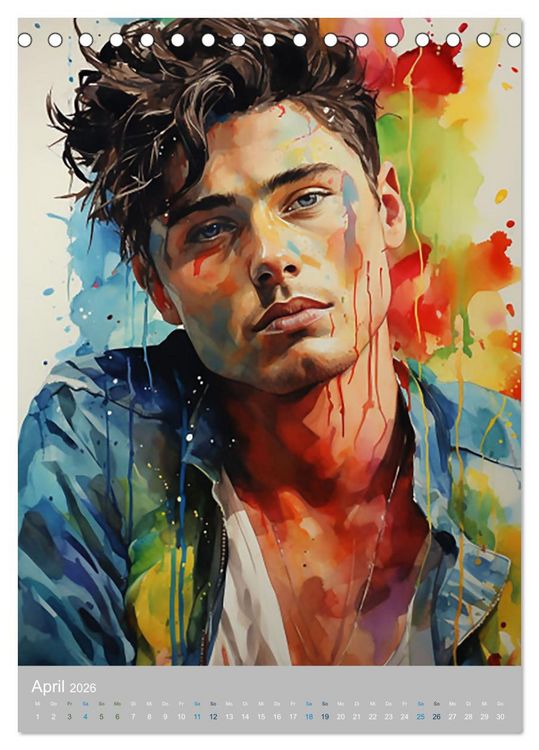 Produktbild: Gentlemen in Aquarell (Tischkalender 2026 DIN A5 hoch), CALVENDO Monatskalender