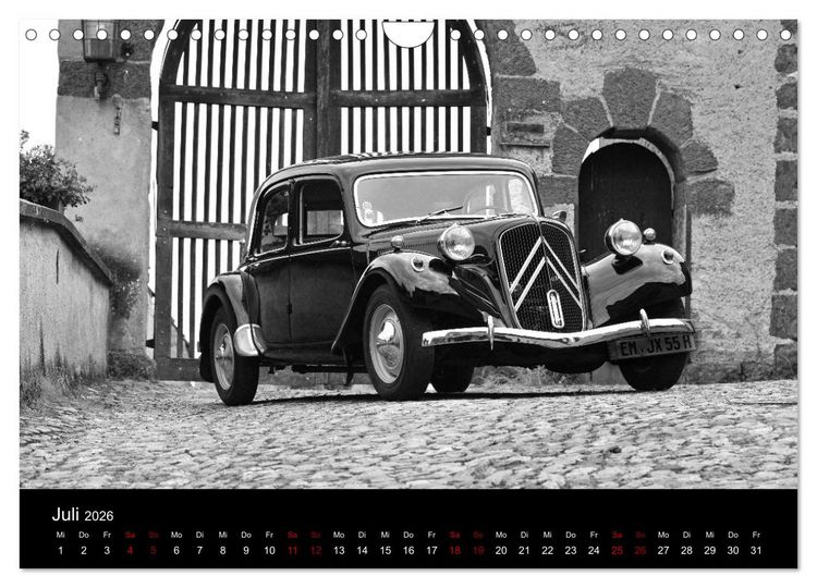 Produktbild: Citro&euml;n 11 CV Traction Avant in schwarzweiss (Wandkalender 2026 DIN A4 quer), CALVENDO Monatskalender