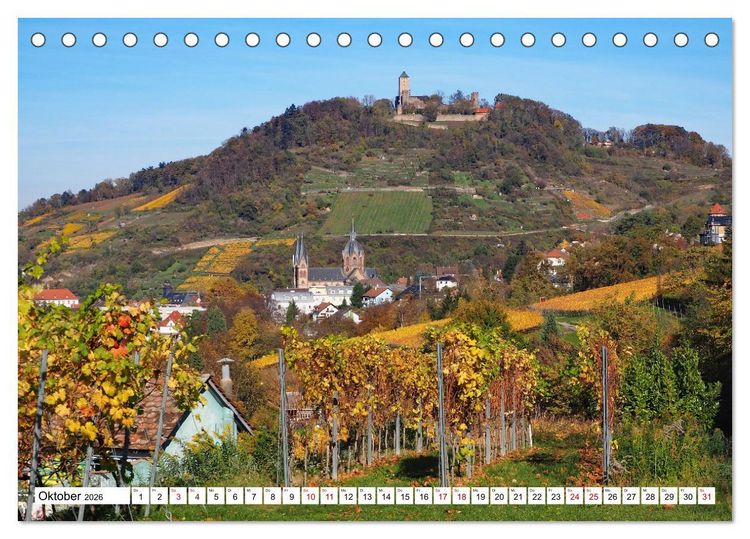 Produktbild: Liebliche Bergstra&szlig;e - Burgen, Wein und Fachwerk (Tischkalender 2026 DIN A5 quer), CALVENDO Monatskalender