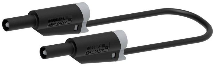 Produktbild: Electro PJP 2710-IEC-CD1-25N Messleitung Lamellenstecker 4 mm Lamellenstecker 4 mm 25 cm Schwarz 1 St.