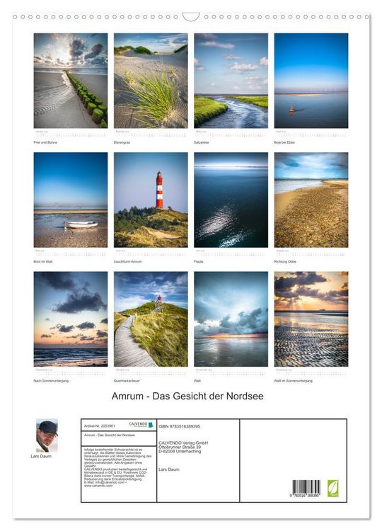 Produktbild: Amrum - Das Gesicht der Nordsee (Wandkalender 2026 DIN A2 hoch), CALVENDO Monatskalender