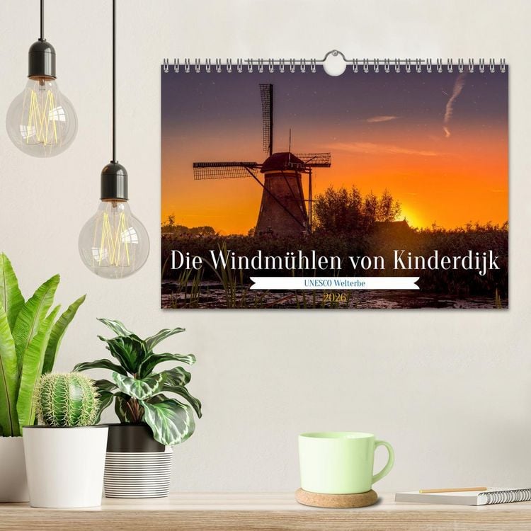 Produktbild: Die Windm&uuml;hlen von Kinderdijk - UNESCO Welterbe (Wandkalender 2026 DIN A4 quer), CALVENDO Monatskalender