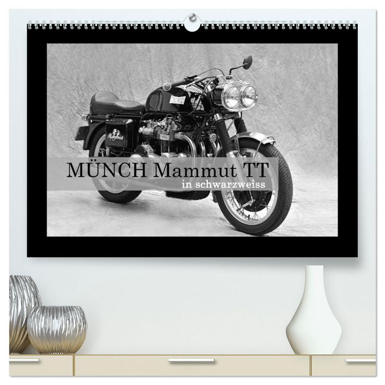 Produktbild: M&uuml;nch Mammut TT in schwarzweiss (hochwertiger Premium Wandkalender 2026 DIN A2 quer), Kunstdruck in Hochglanz