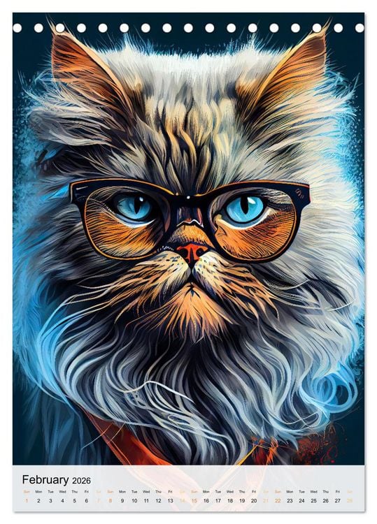 Produktbild: Hipster Cats (Desk Calendar 2026 DIN A5 portrait), CALVENDO 12 Month DeskCalendar