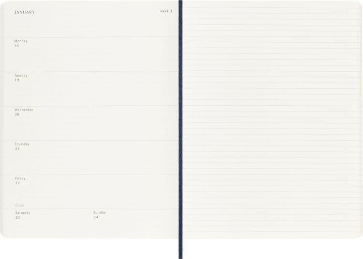 Produktbild: Moleskine 12 Monate Tageskalender 2027, XL, 1 Tag = 1 Seite, rechts linierte Seite, Weicher Einband, Saphir