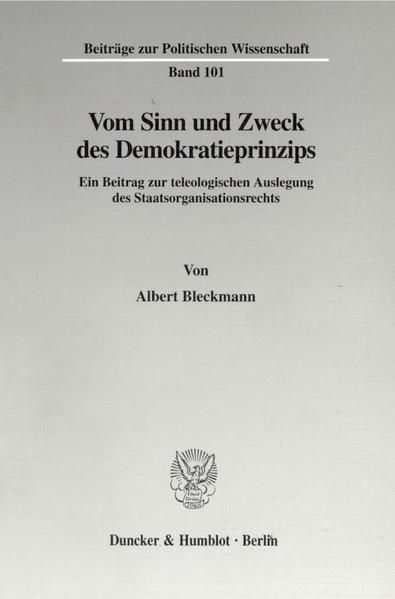 Produktbild: Vom Sinn und Zweck des Demokratieprinzips.