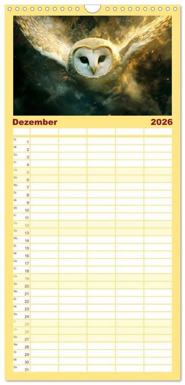 Produktbild: Familienplaner 2026 - Tierische Balance mit 5 Spalten (Wandkalender, 21 x 45 cm) CALVENDO