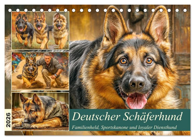 Produktbild: Deutscher Sch&auml;ferhund. Familienheld, Sportskanone und loyaler Diensthund (Tischkalender 2026 DIN A5 quer), CALVENDO Monatskalender