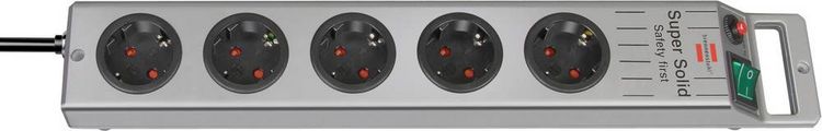 Produktbild: Brennenstuhl 1153340115 Steckdosenleiste mit Schalter 5fach Silber Schutzkontakt 1 St.