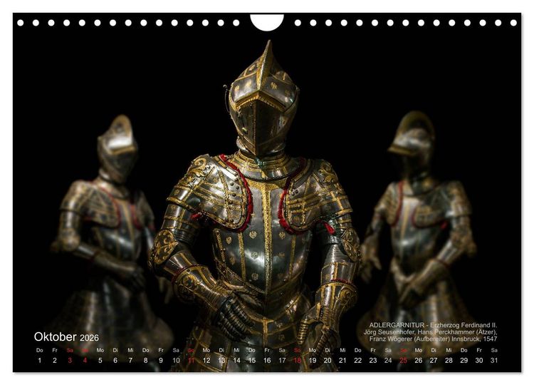 Produktbild: Historische R&uuml;stungen und Waffen (Wandkalender 2026 DIN A4 quer), CALVENDO Monatskalender