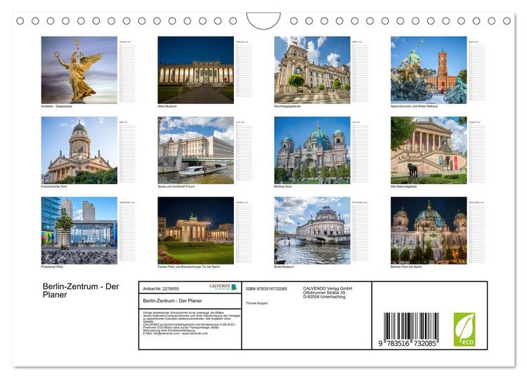 Produktbild: Berlin-Zentrum - Der Planer (Wandkalender 2026 DIN A4 quer), CALVENDO Monatskalender