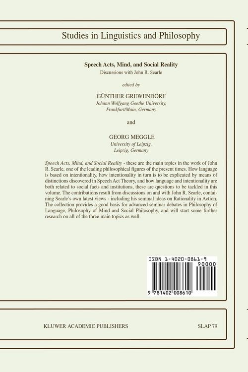 Produktbild: Speech Acts, Mind, and Social Reality