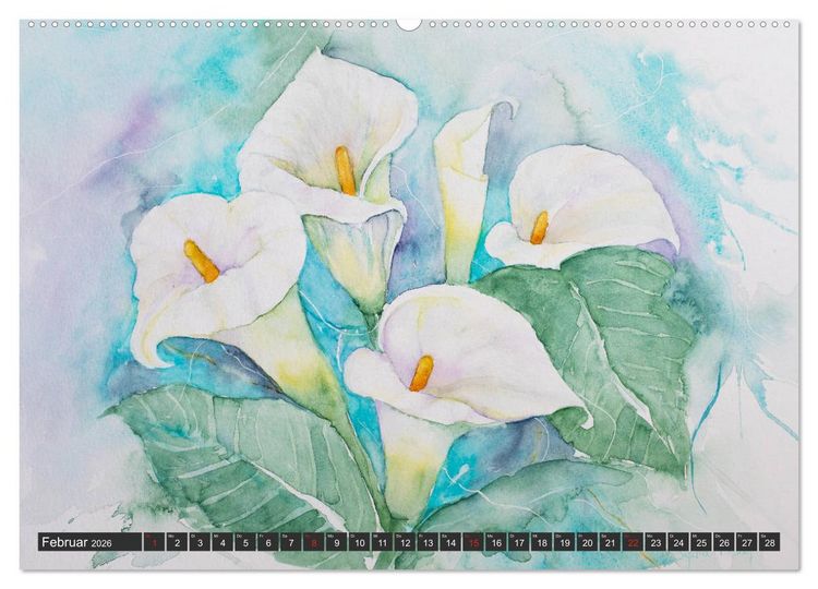 Produktbild: Blumenbilder in Aquarell (Wandkalender 2026 DIN A2 quer), CALVENDO Monatskalender