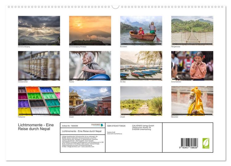 Produktbild: Lichtmomente - Eine Reise durch Nepal (hochwertiger Premium Wandkalender 2026 DIN A2 quer), Kunstdruck in Hochglanz