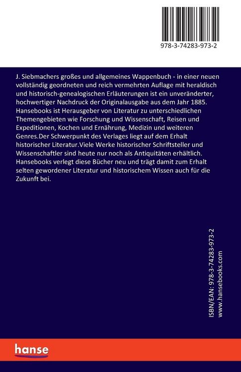 Produktbild: J. Siebmachers gro&szlig;es und allgemeines Wappenbuch