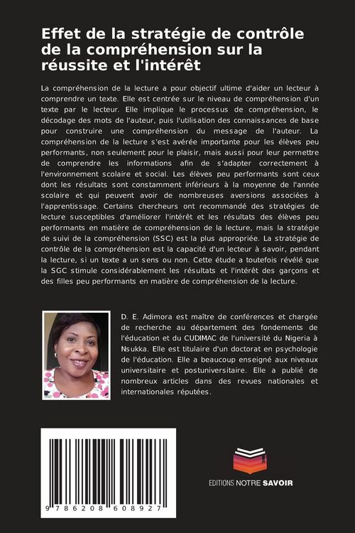 Produktbild: Effet de la strat&eacute;gie de contr&ocirc;le de la compr&eacute;hension sur la r&eacute;ussite et l'int&eacute;r&ecirc;t