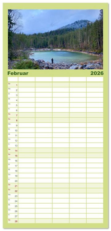 Produktbild: Familienplaner 2026 - Alpenauszeit - Bergpause f&uuml;rs Herz mit 5 Spalten (Wandkalender, 21 x 45 cm) CALVENDO