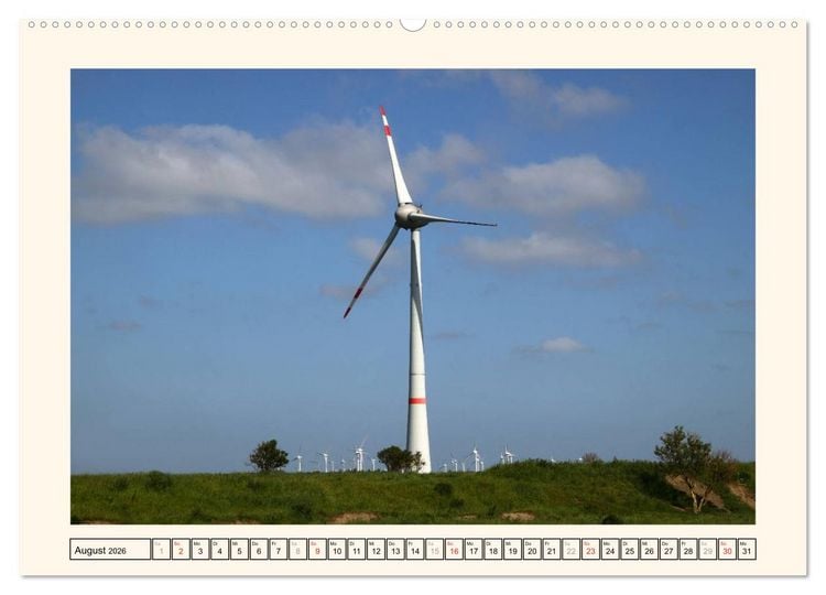 Produktbild: Windkraft in der Landschaft Ostfrieslands (hochwertiger Premium Wandkalender 2026 DIN A2 quer), Kunstdruck in Hochglanz