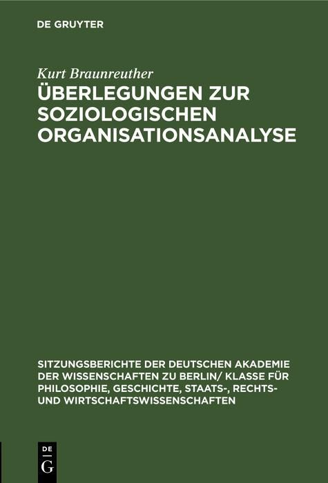 Produktbild: &Uuml;berlegungen zur soziologischen Organisationsanalyse